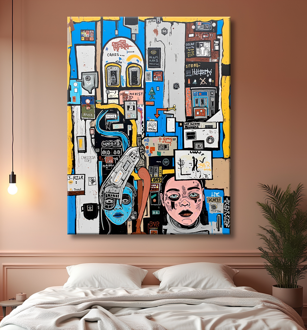Tableau Street Art inspiration Basquiat avec decor