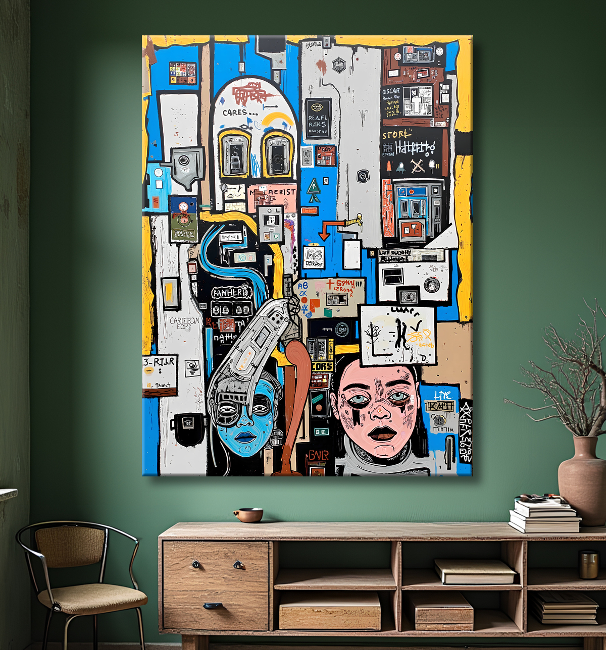 Tableau Street Art inspiration Basquiat avec decor