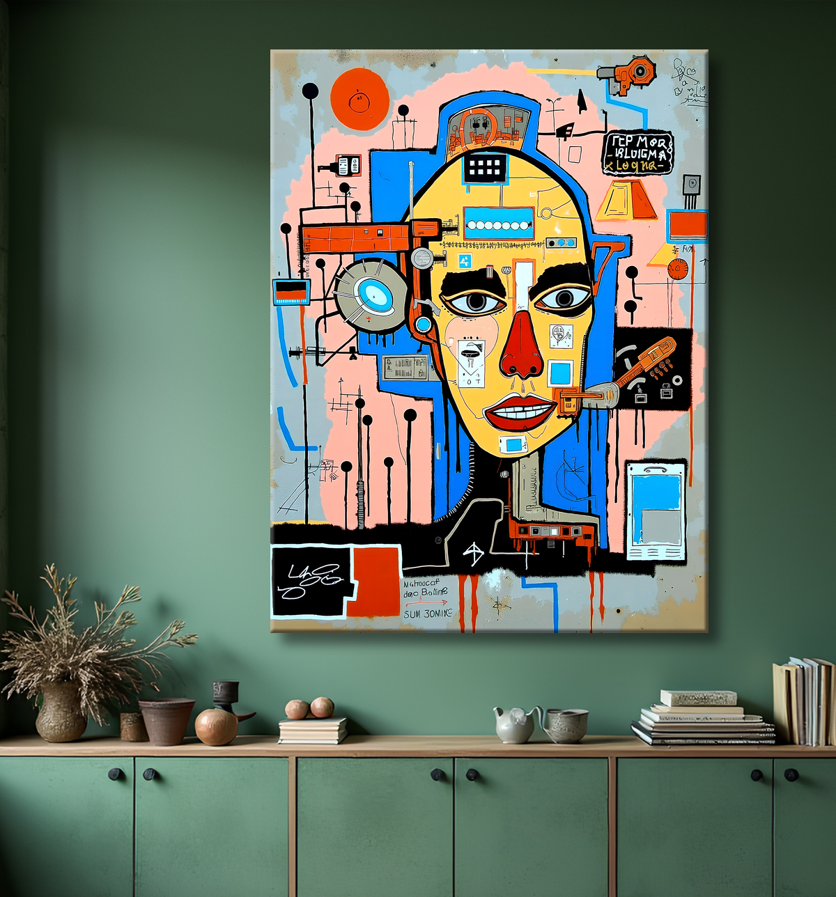 Tableau Street Art inspiration Basquiat avec decor