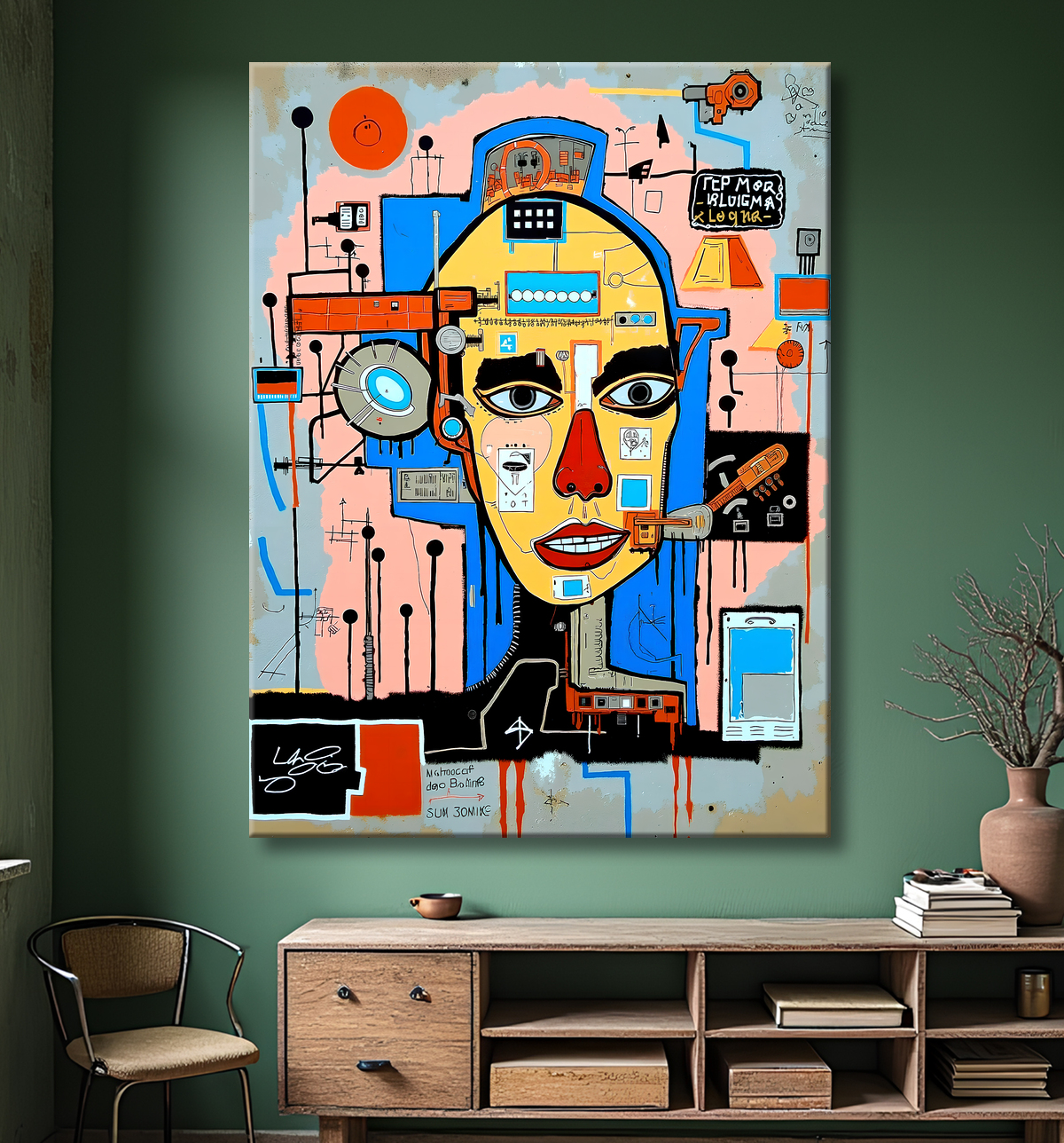 Tableau Street Art inspiration Basquiat avec decor