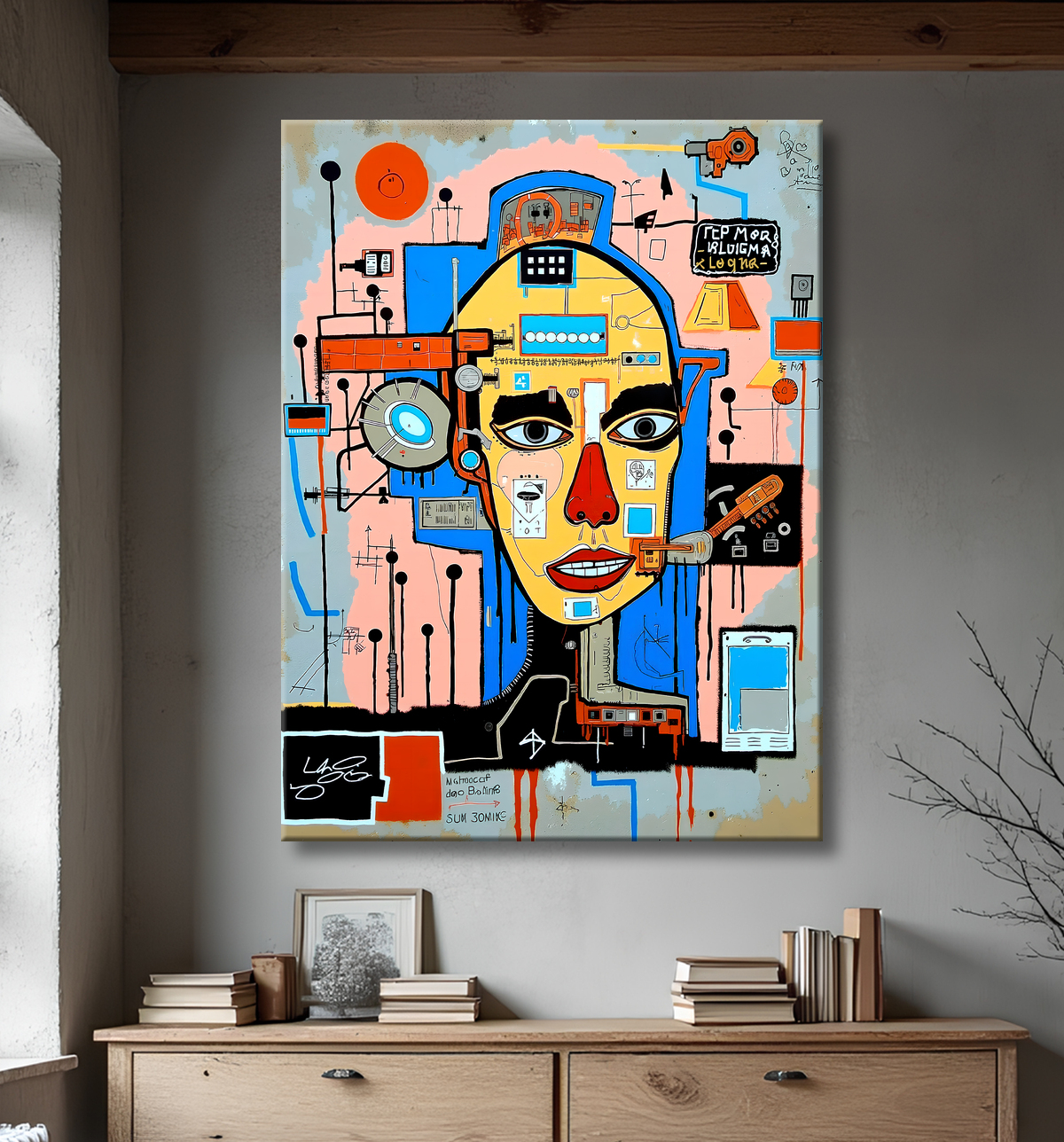 Tableau Street Art inspiration Basquiat avec decor