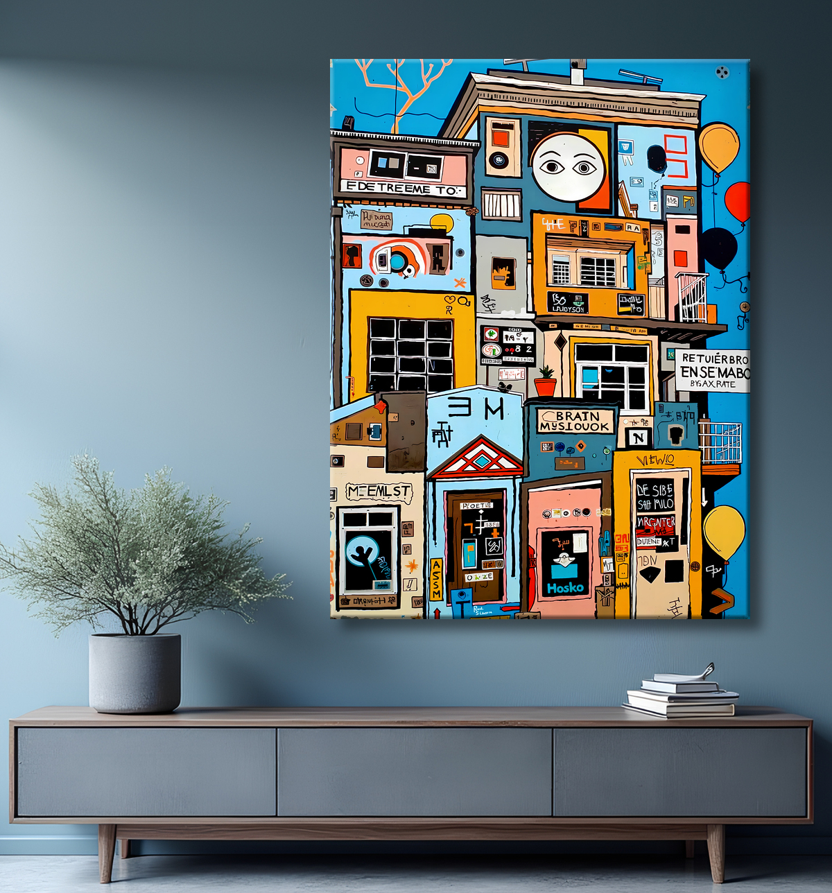Tableau Street Art inspiration Basquiat avec decor