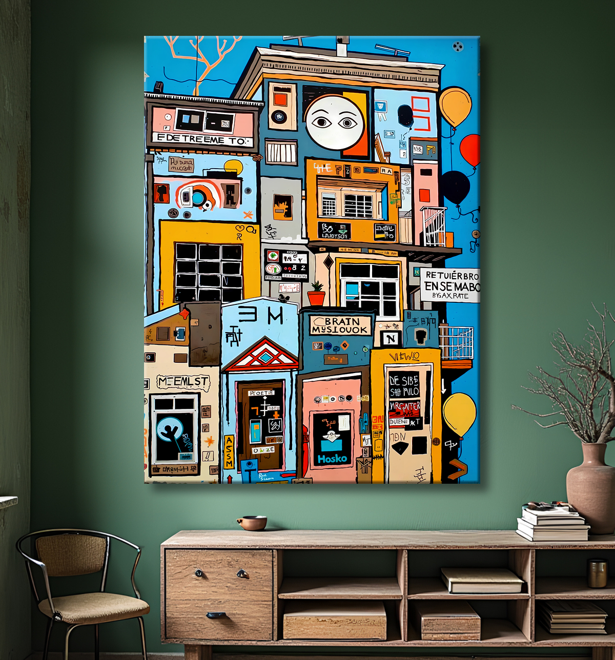 Tableau Street Art inspiration Basquiat avec decor
