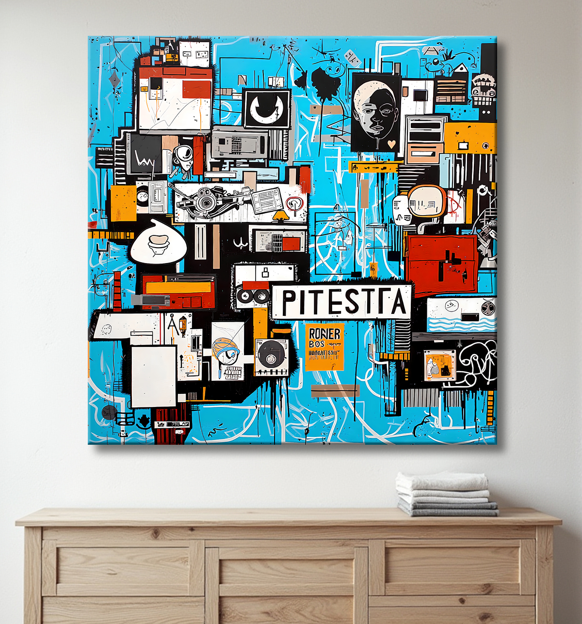 Tableau Street Art inspiration Basquiat avec decor