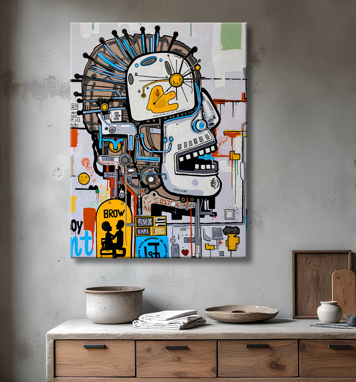 Tableau Street Art inspiration Basquiat avec decor