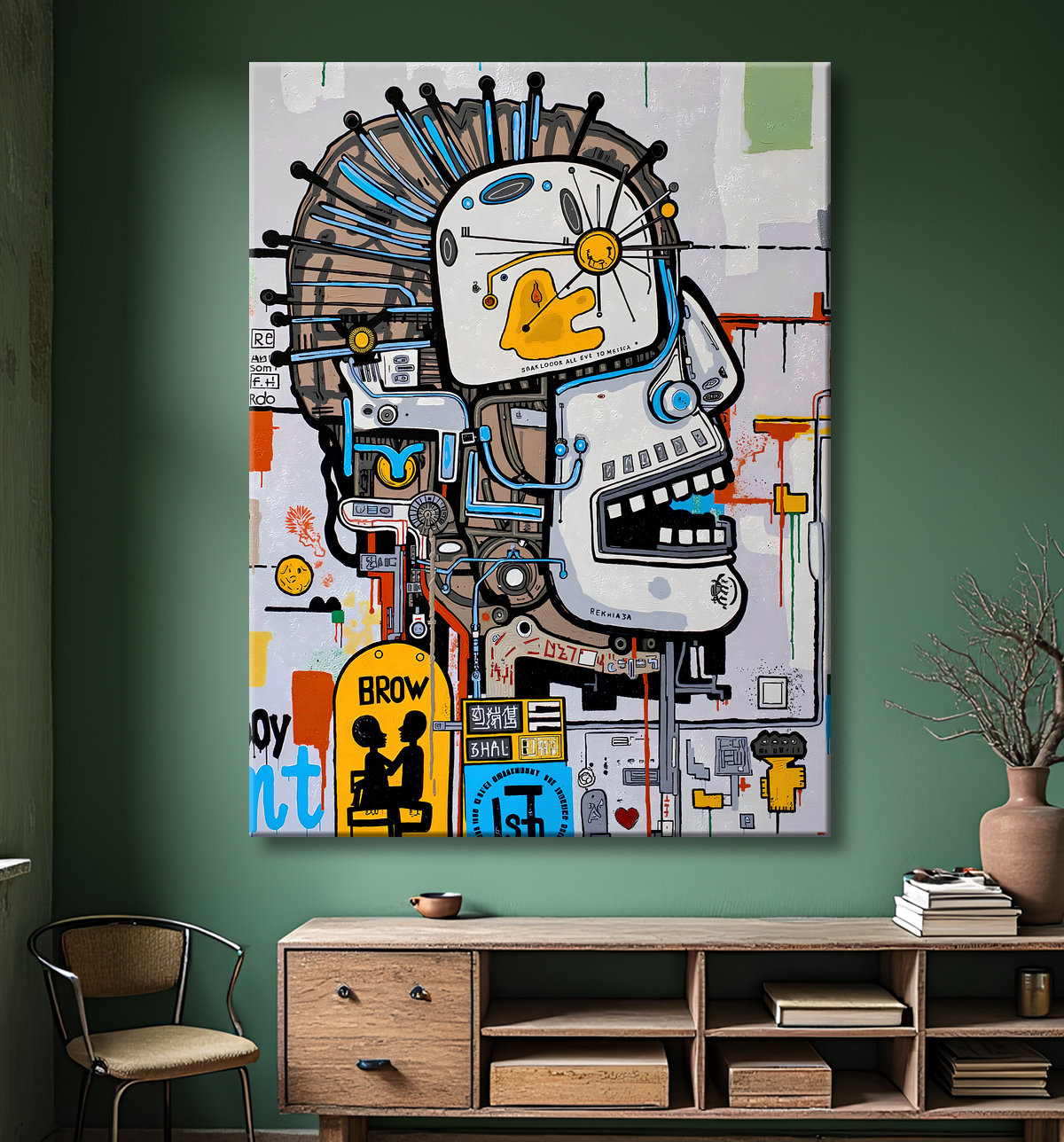 Tableau Street Art inspiration Basquiat avec decor
