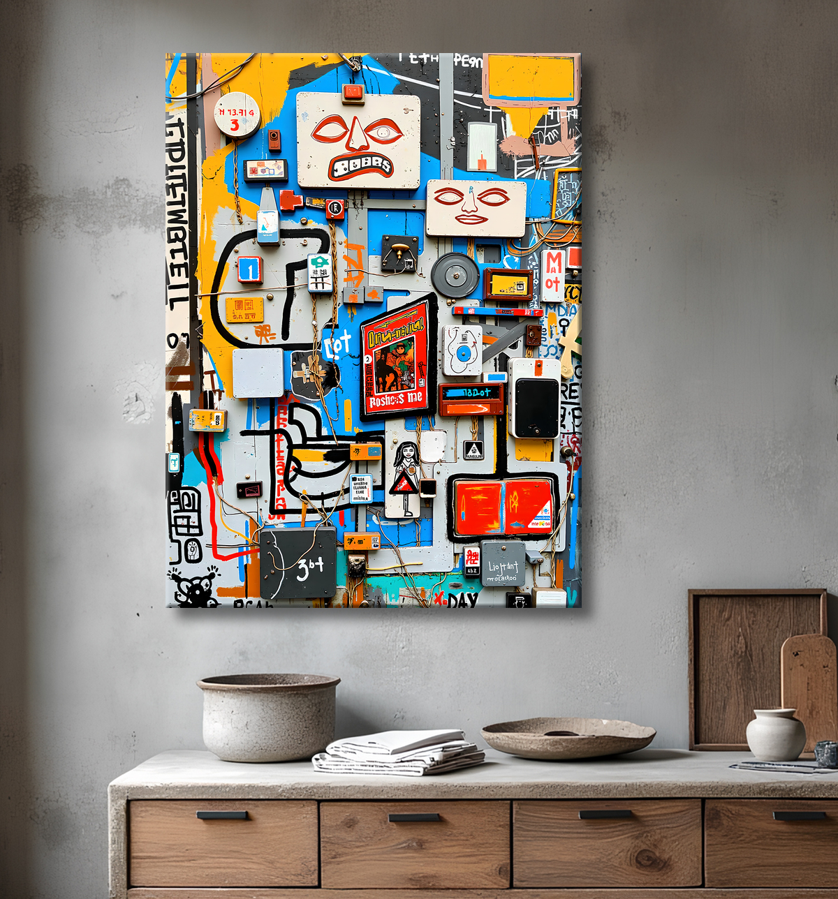 Tableau Street Art inspiration Basquiat avec decor
