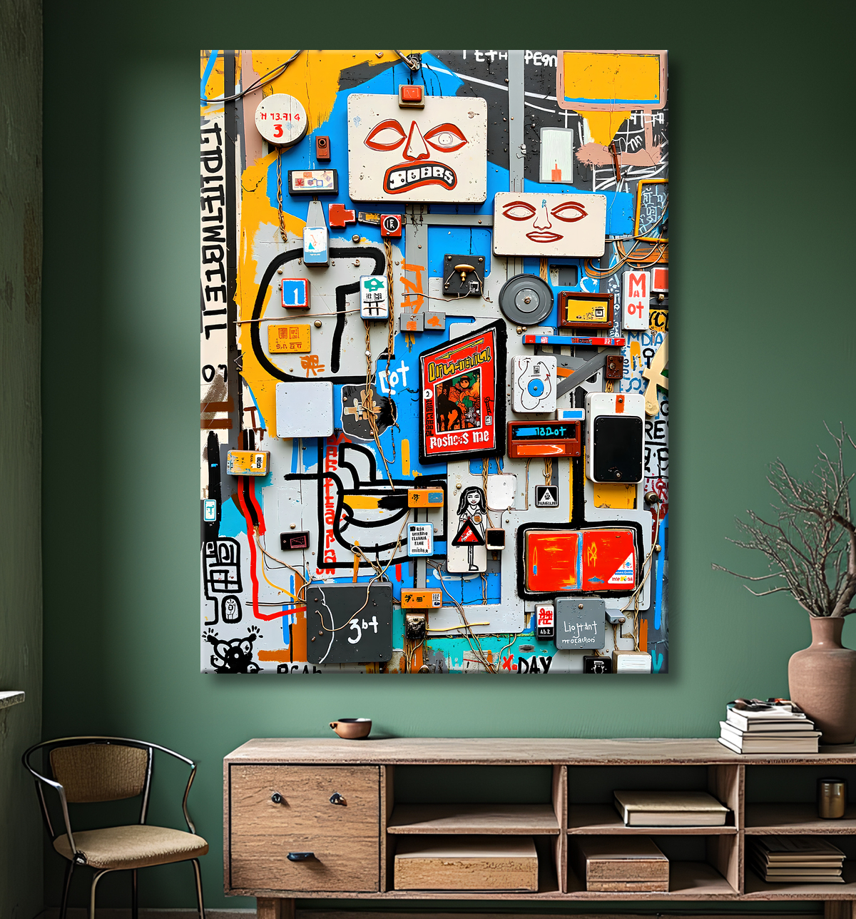 Tableau Street Art inspiration Basquiat avec decor