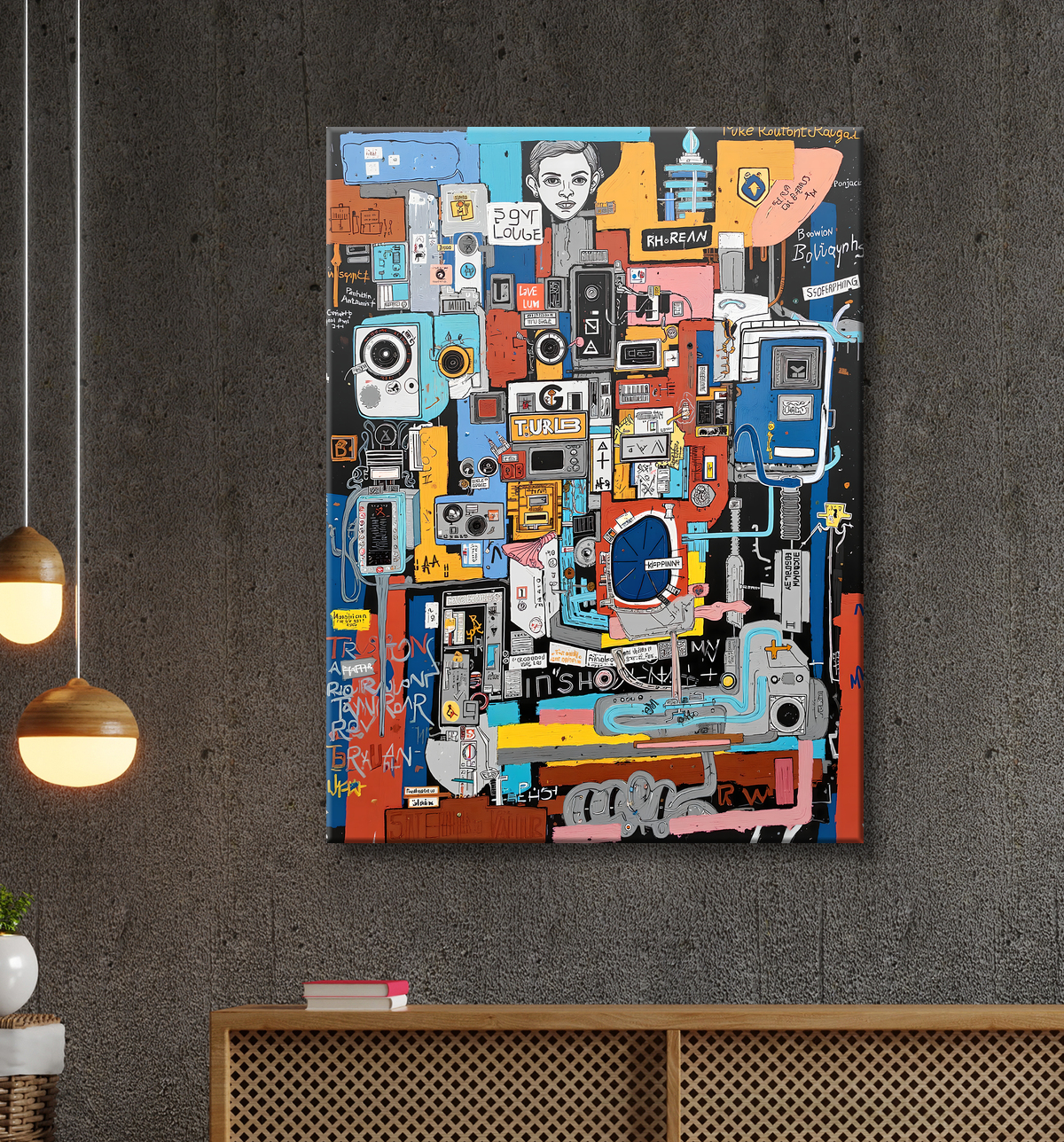 Tableau Street Art inspiration Basquiat avec decor