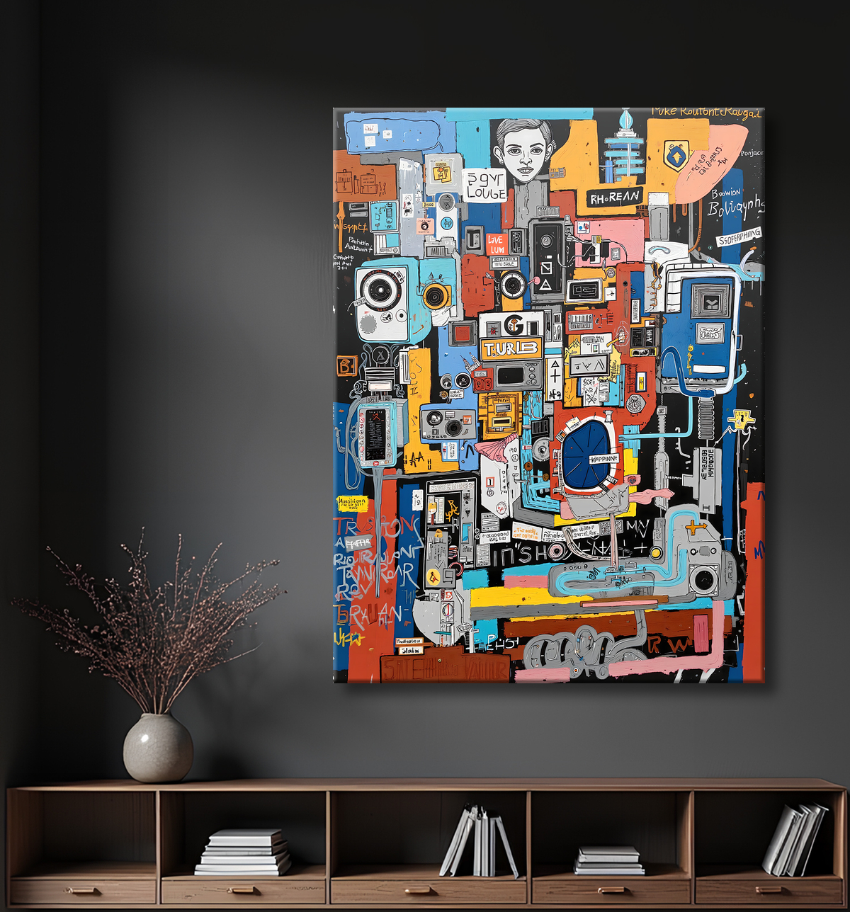 Tableau Street Art inspiration Basquiat avec decor