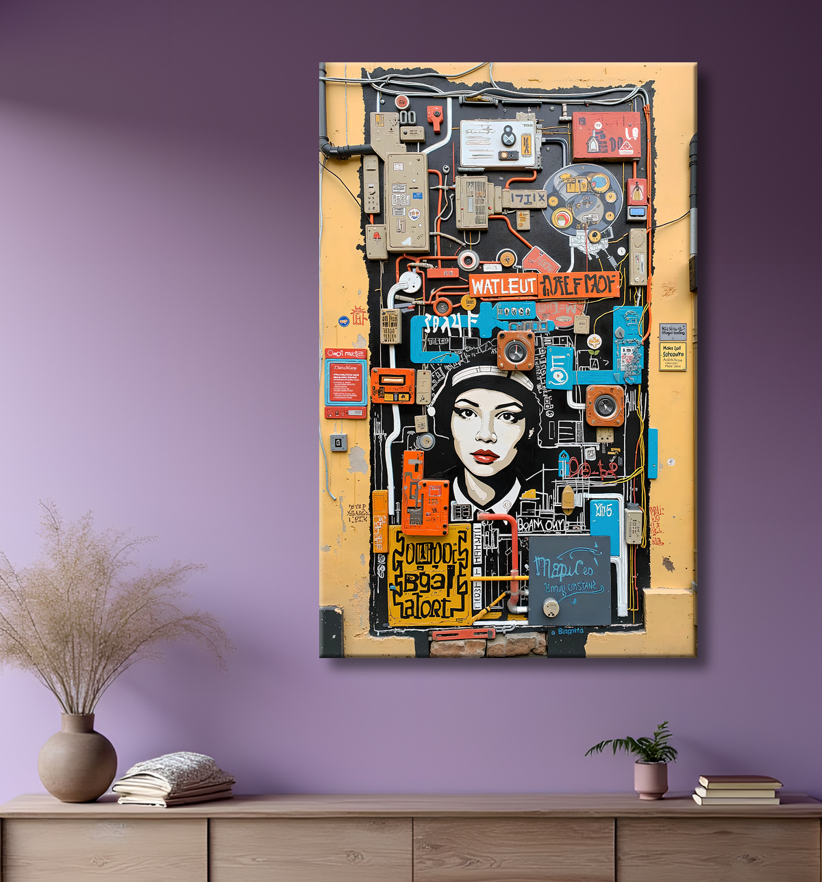Tableau Street Art inspiration Basquiat avec decor
