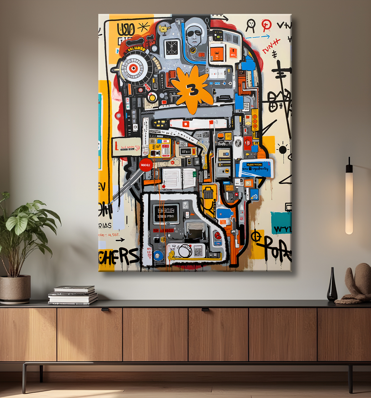 Tableau Street Art inspiration Basquiat avec decor