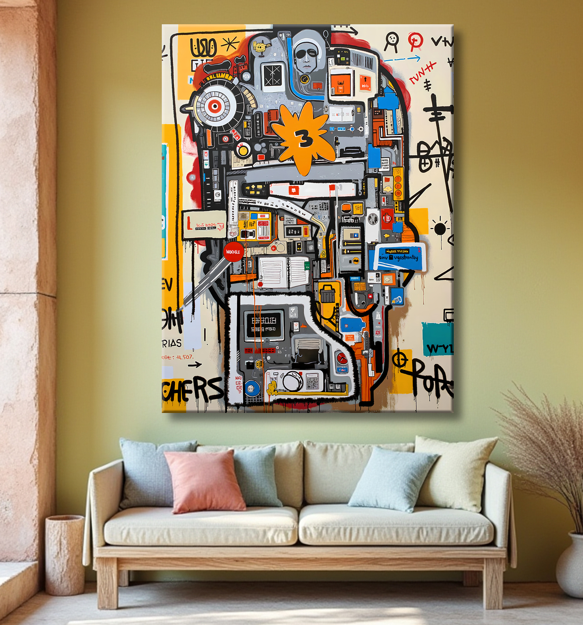 Tableau Street Art inspiration Basquiat avec decor