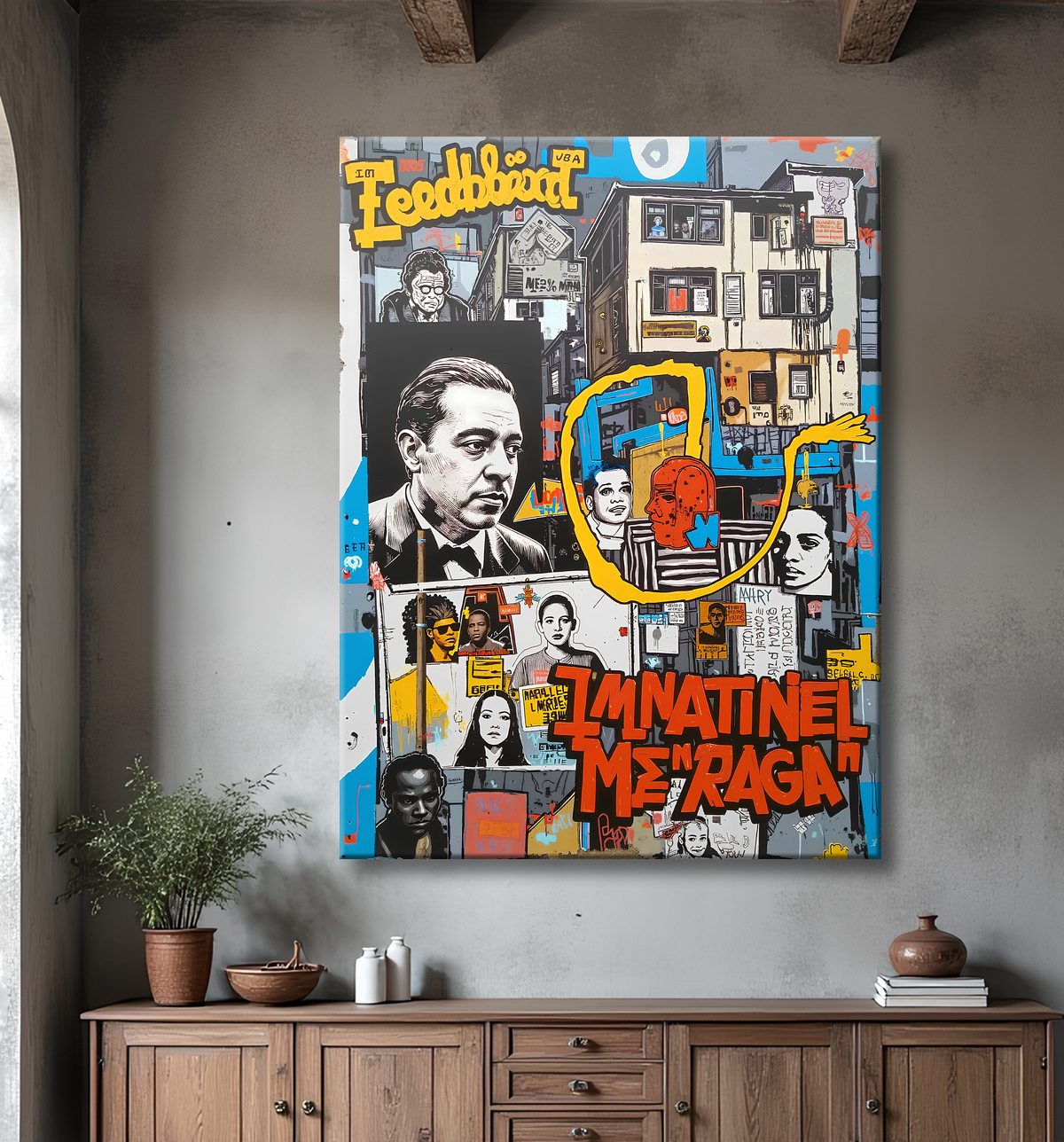 Tableau Street Art inspiration Basquiat avec decor