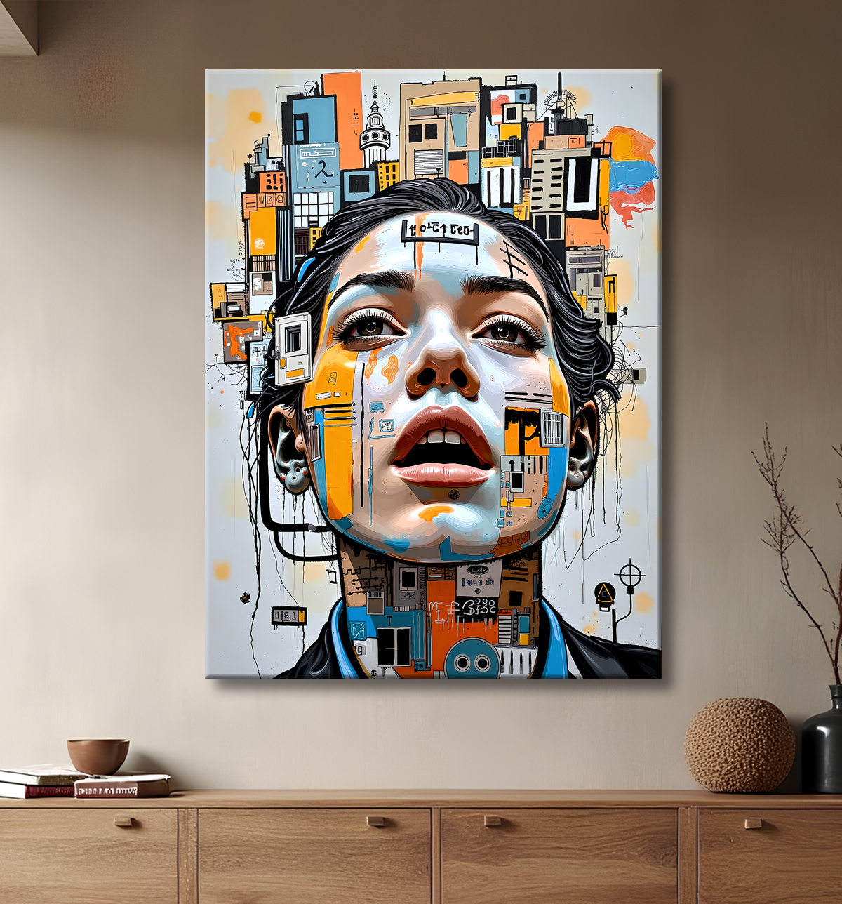 Tableau Street Art inspiration Basquiat avec decor