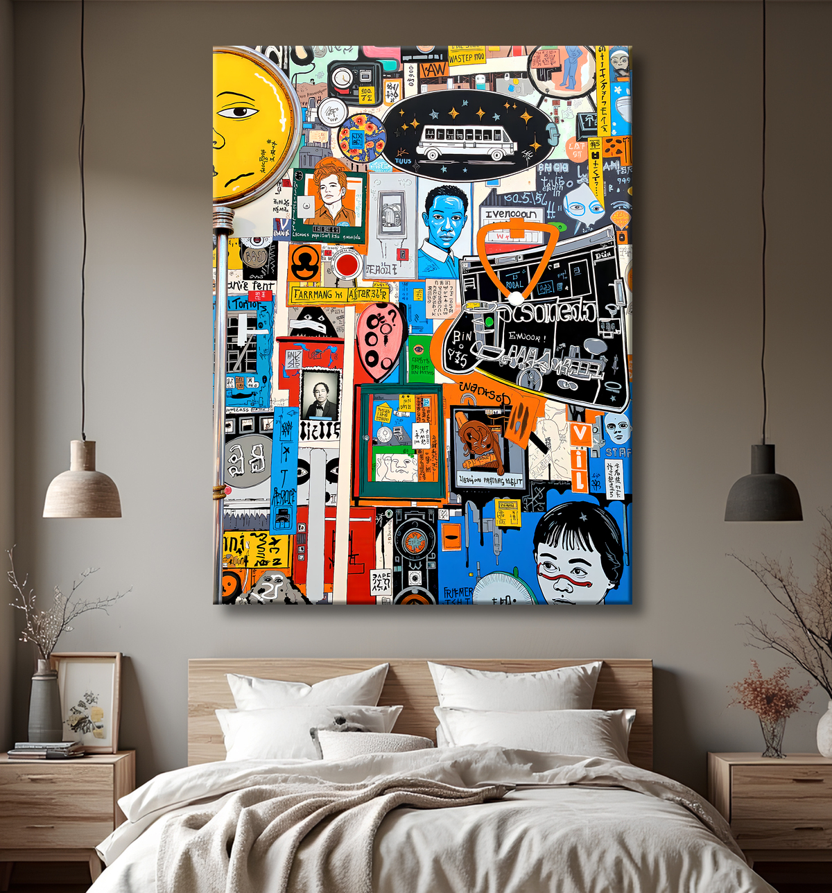 Tableau Street Art inspiration Basquiat avec decor