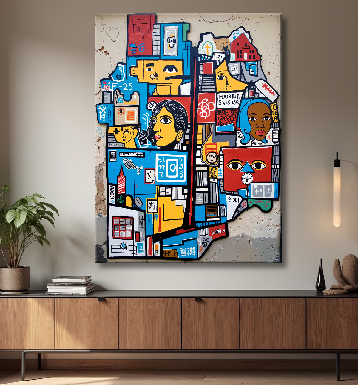 Tableau Street Art inspiration Basquiat avec decor