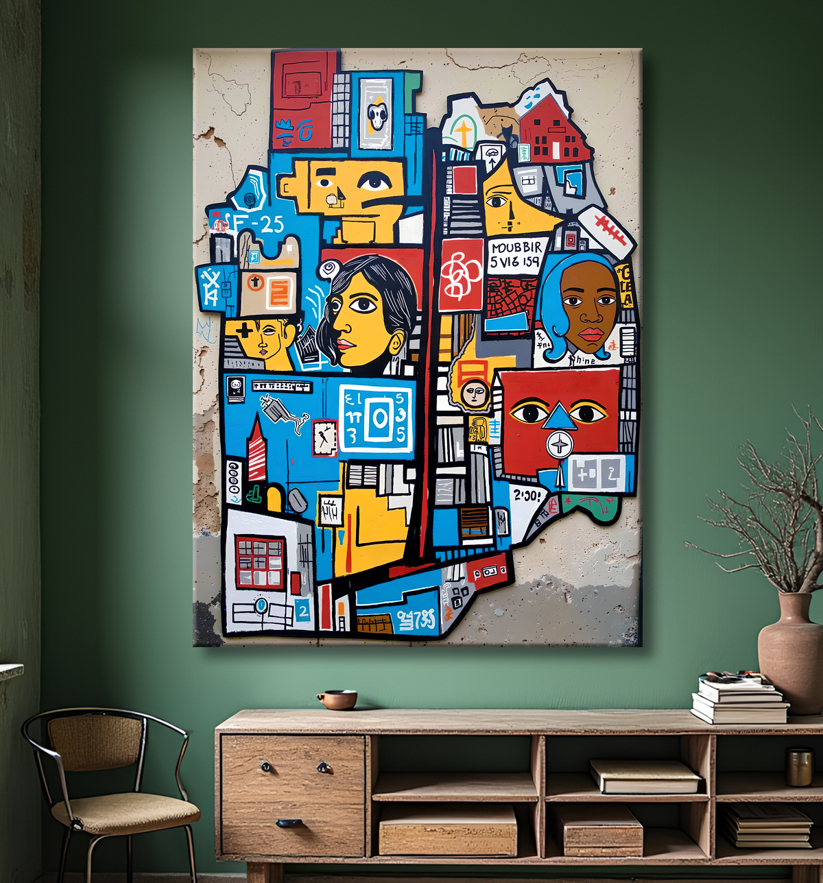 Tableau Street Art inspiration Basquiat avec decor