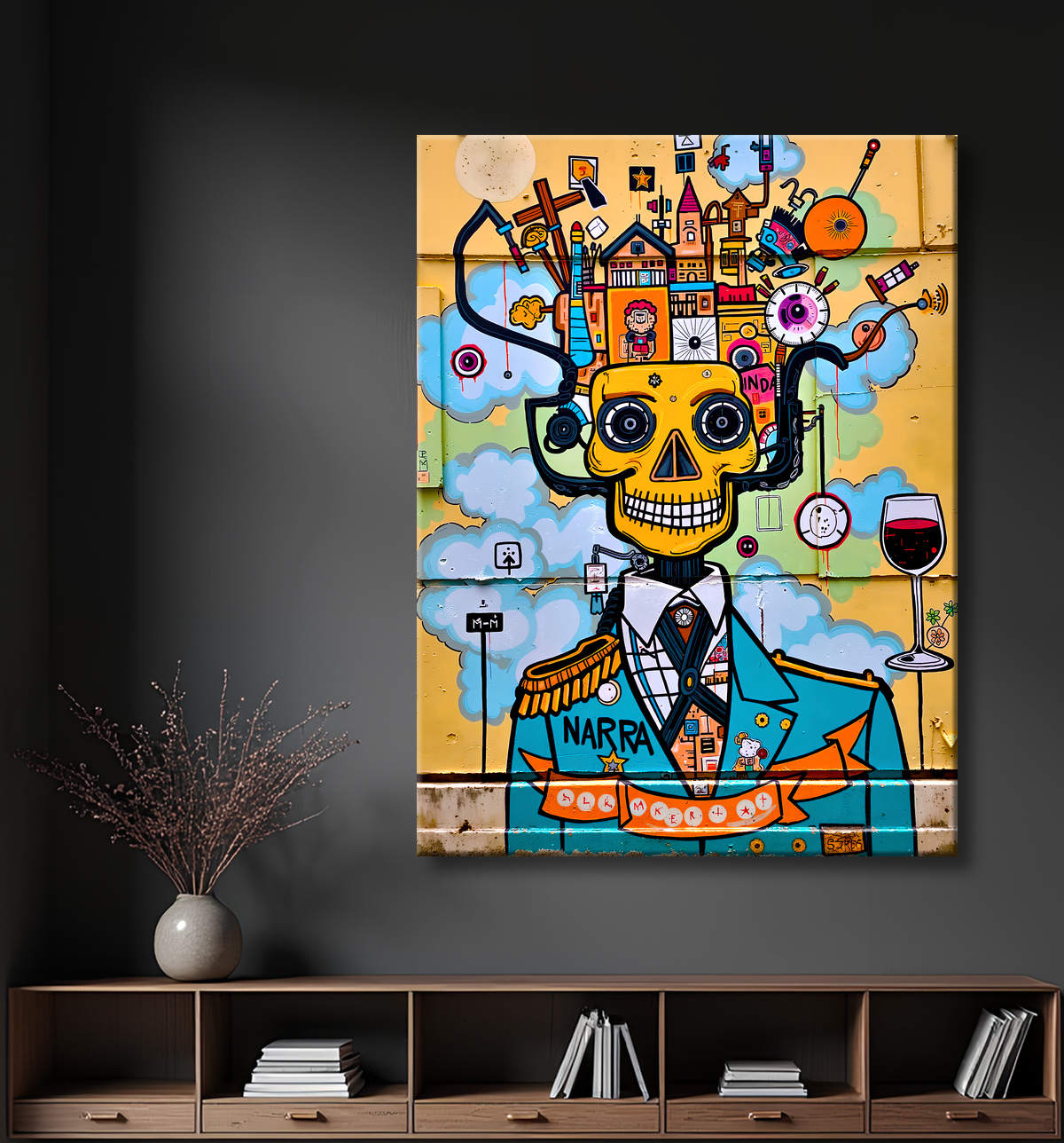 Tableau Street Art inspiration Basquiat avec decor