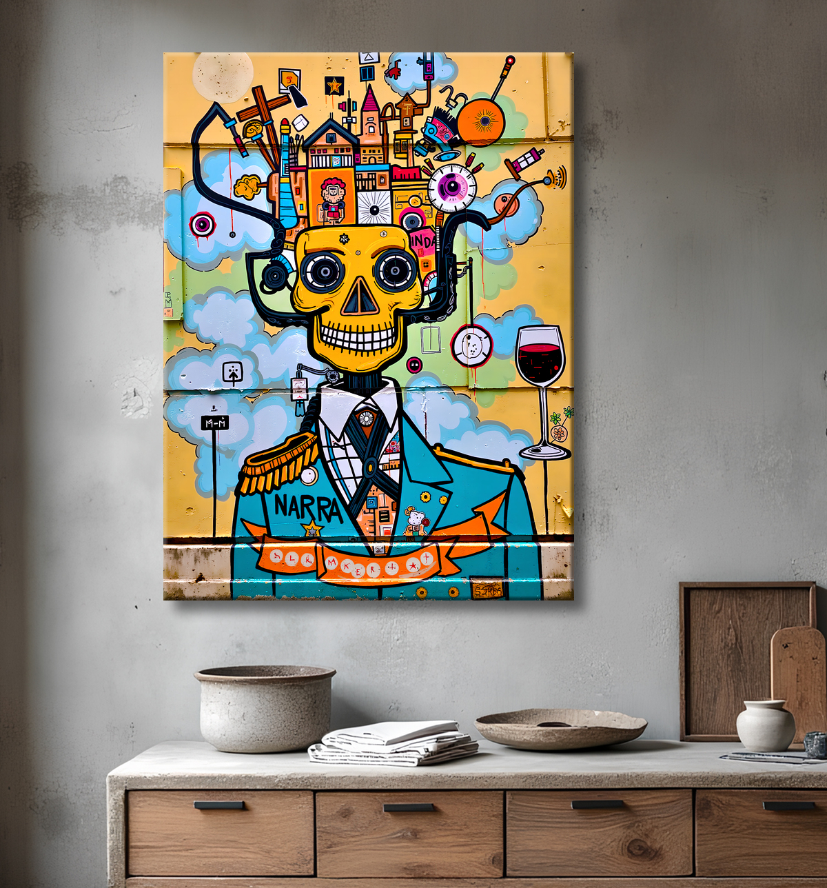 Tableau Street Art inspiration Basquiat avec decor