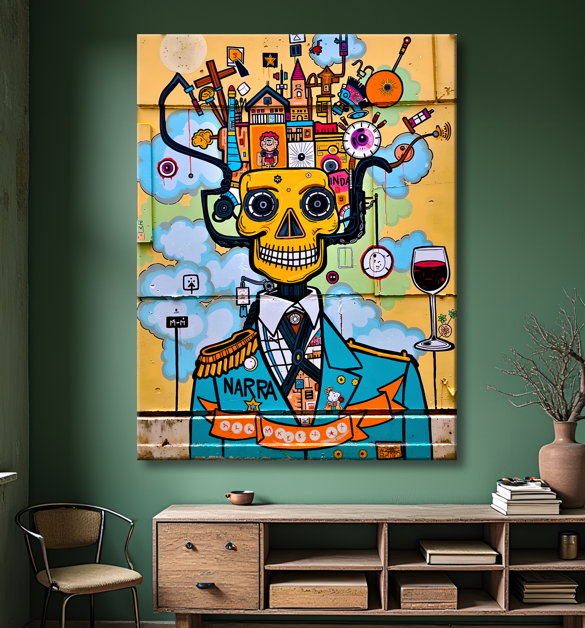 Tableau Street Art inspiration Basquiat avec decor