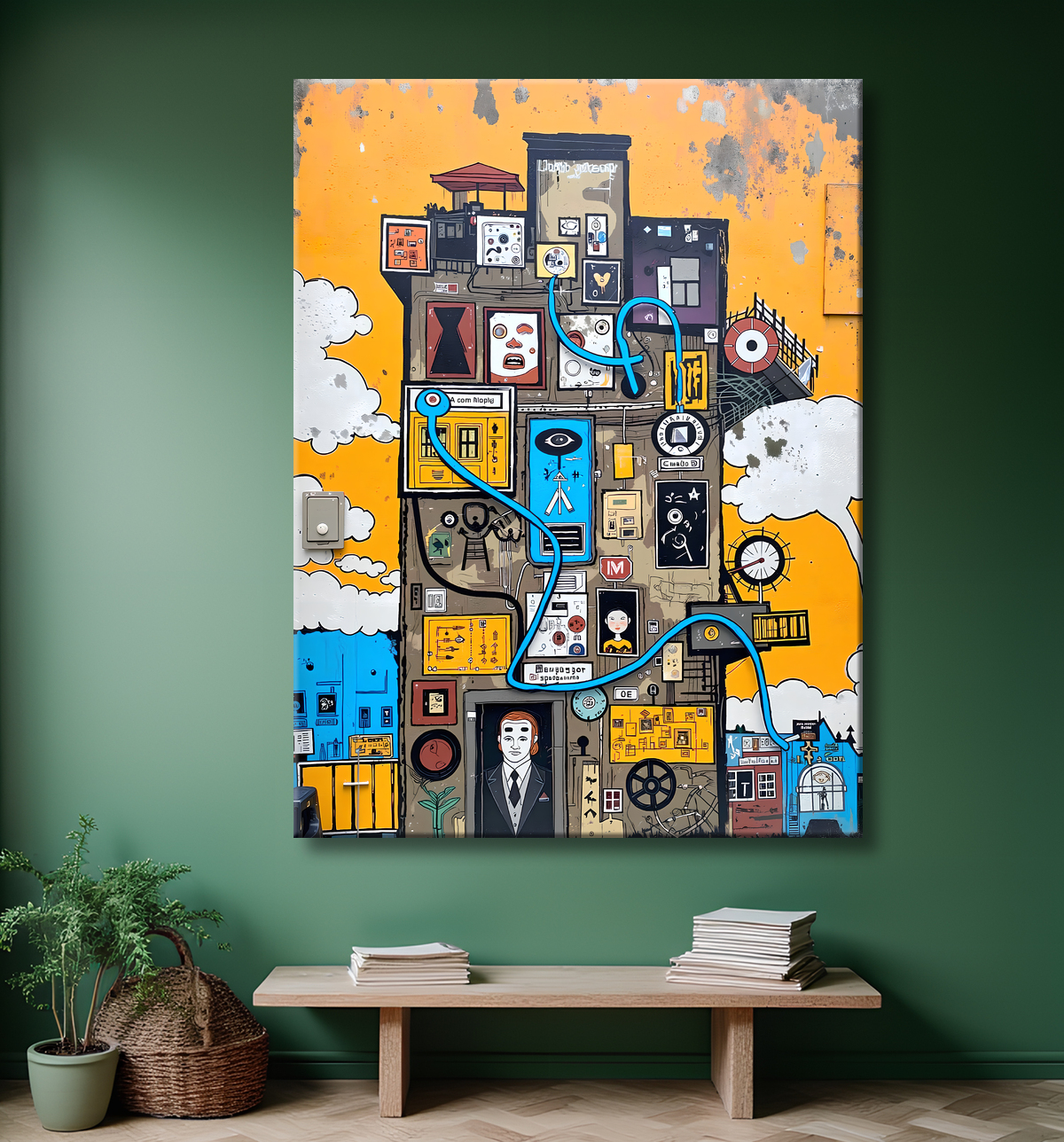 Tableau Street Art inspiration Basquiat avec decor