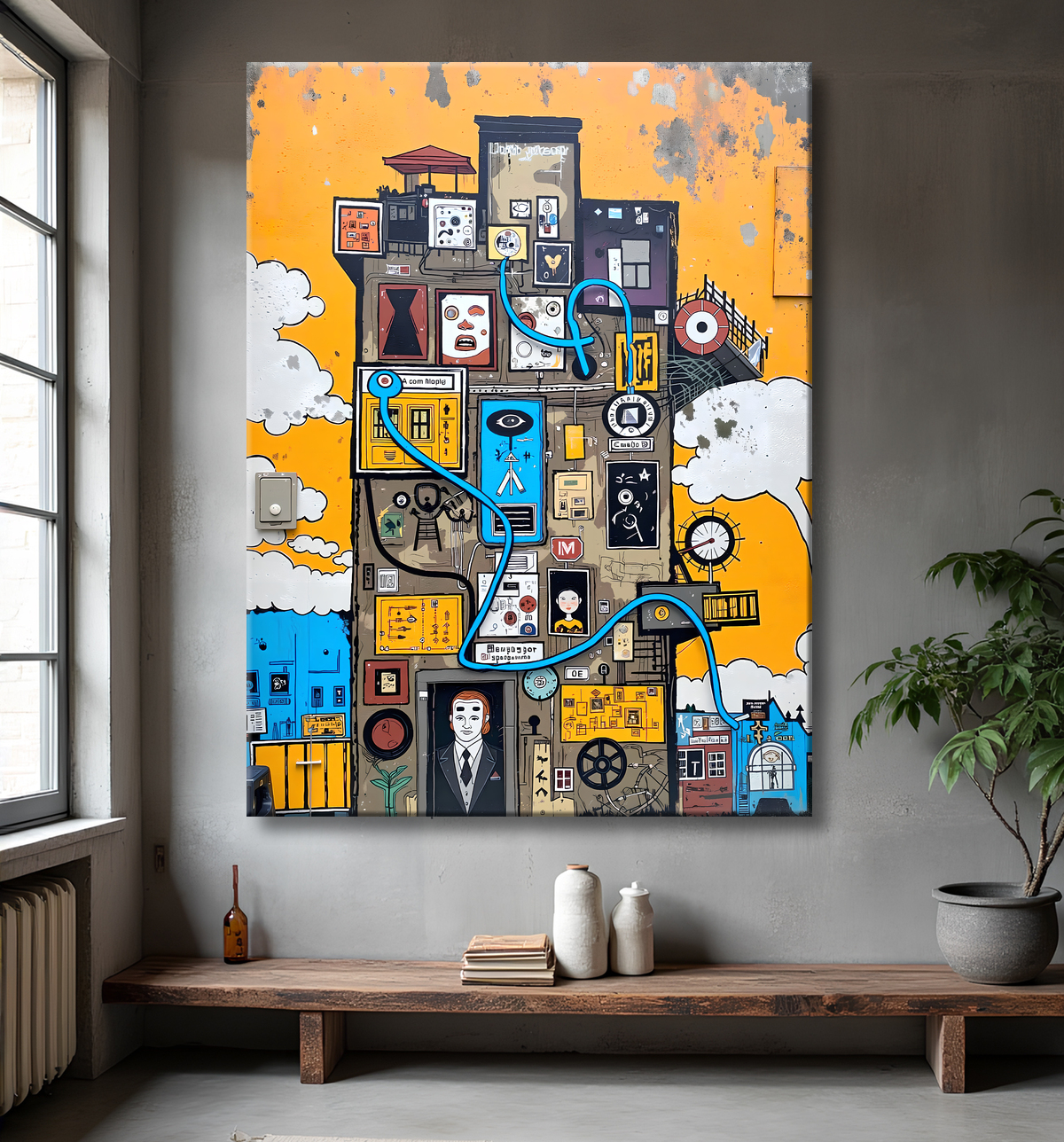 Tableau Street Art inspiration Basquiat avec decor