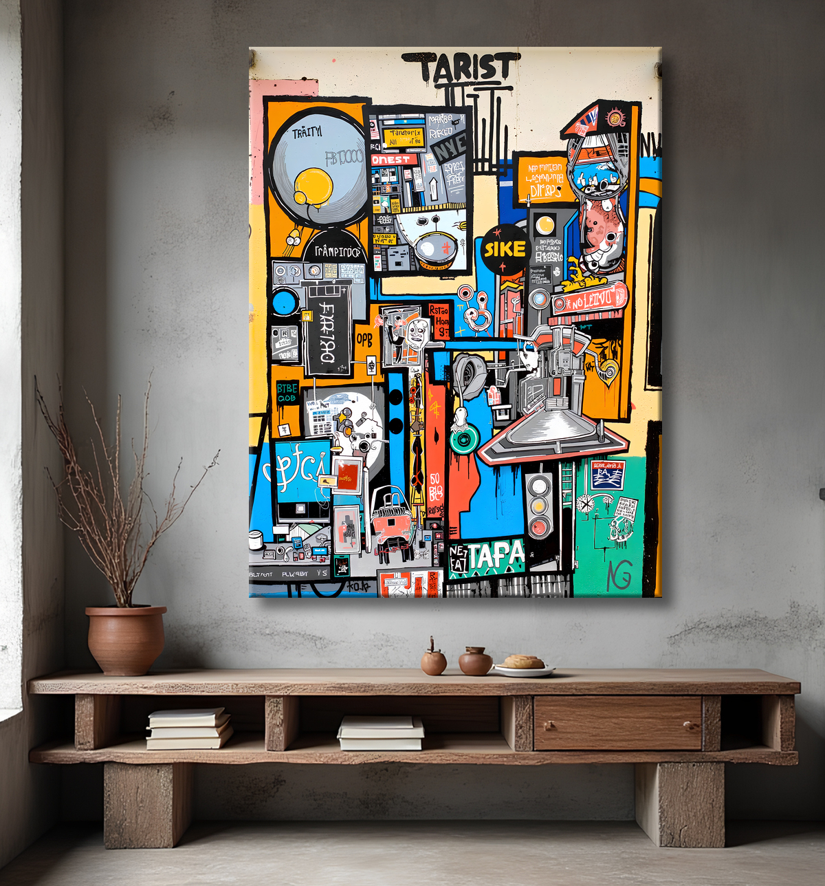 Tableau Street Art inspiration Basquiat avec decor