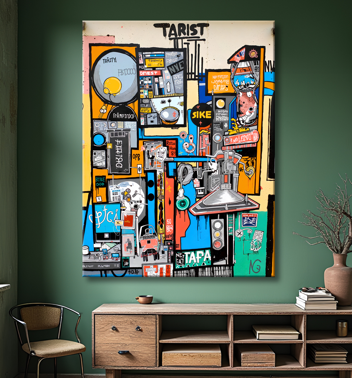 Tableau Street Art inspiration Basquiat avec decor