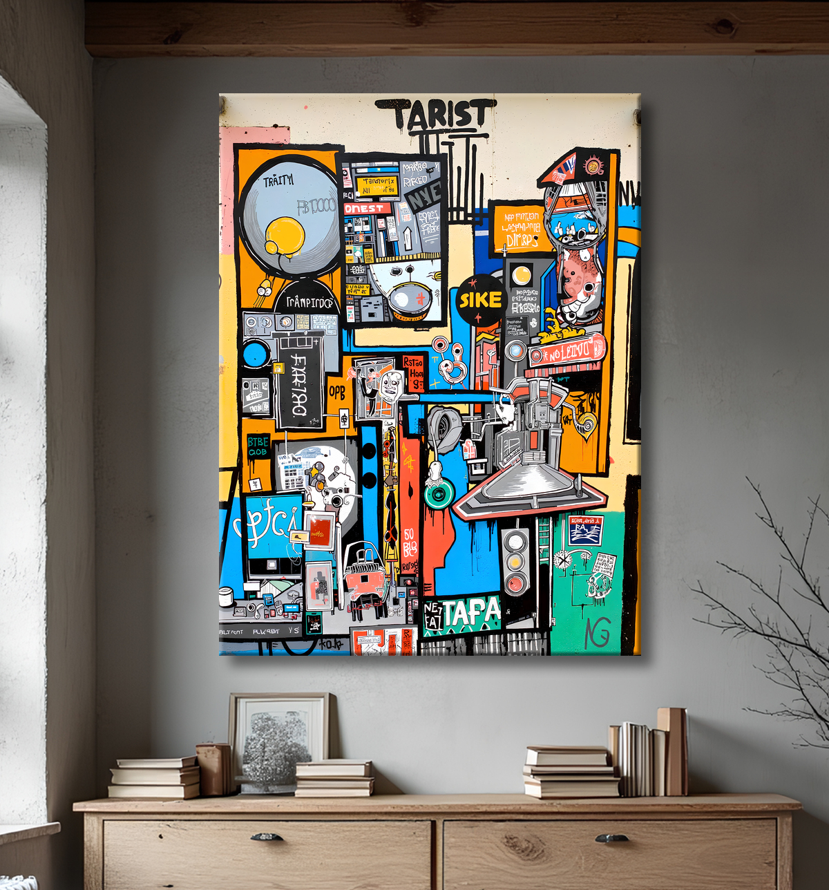 Tableau Street Art inspiration Basquiat avec decor