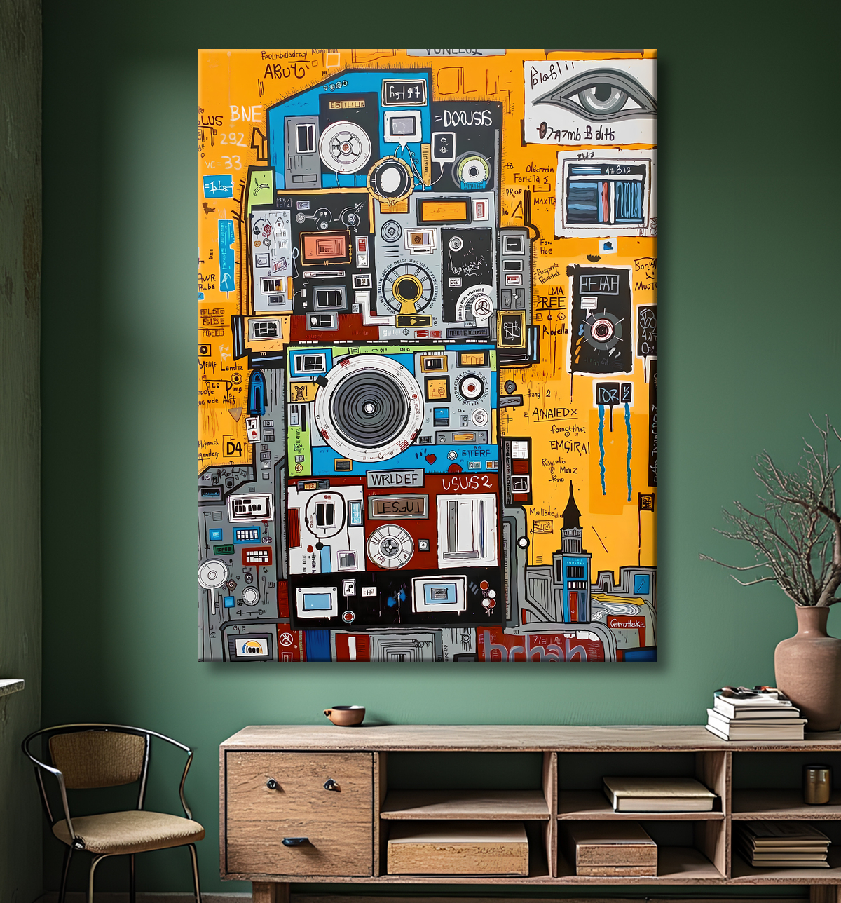 Tableau Street Art inspiration Basquiat avec decor