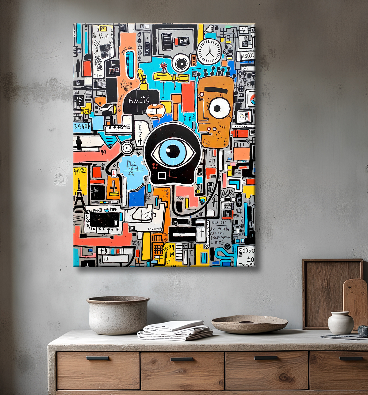 Tableau Street Art inspiration Basquiat avec decor