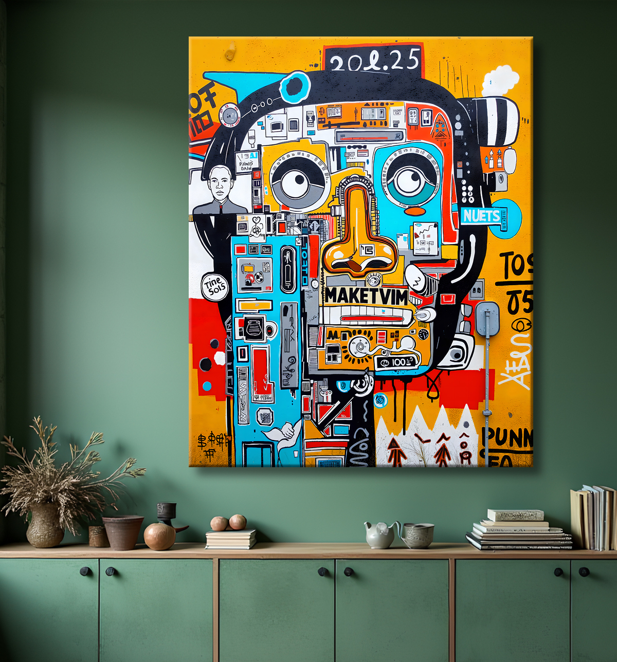 Tableau Street Art inspiration Basquiat avec decor