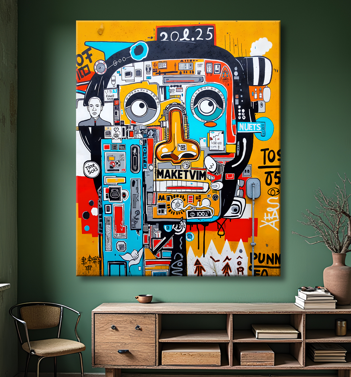 Tableau Street Art inspiration Basquiat avec decor