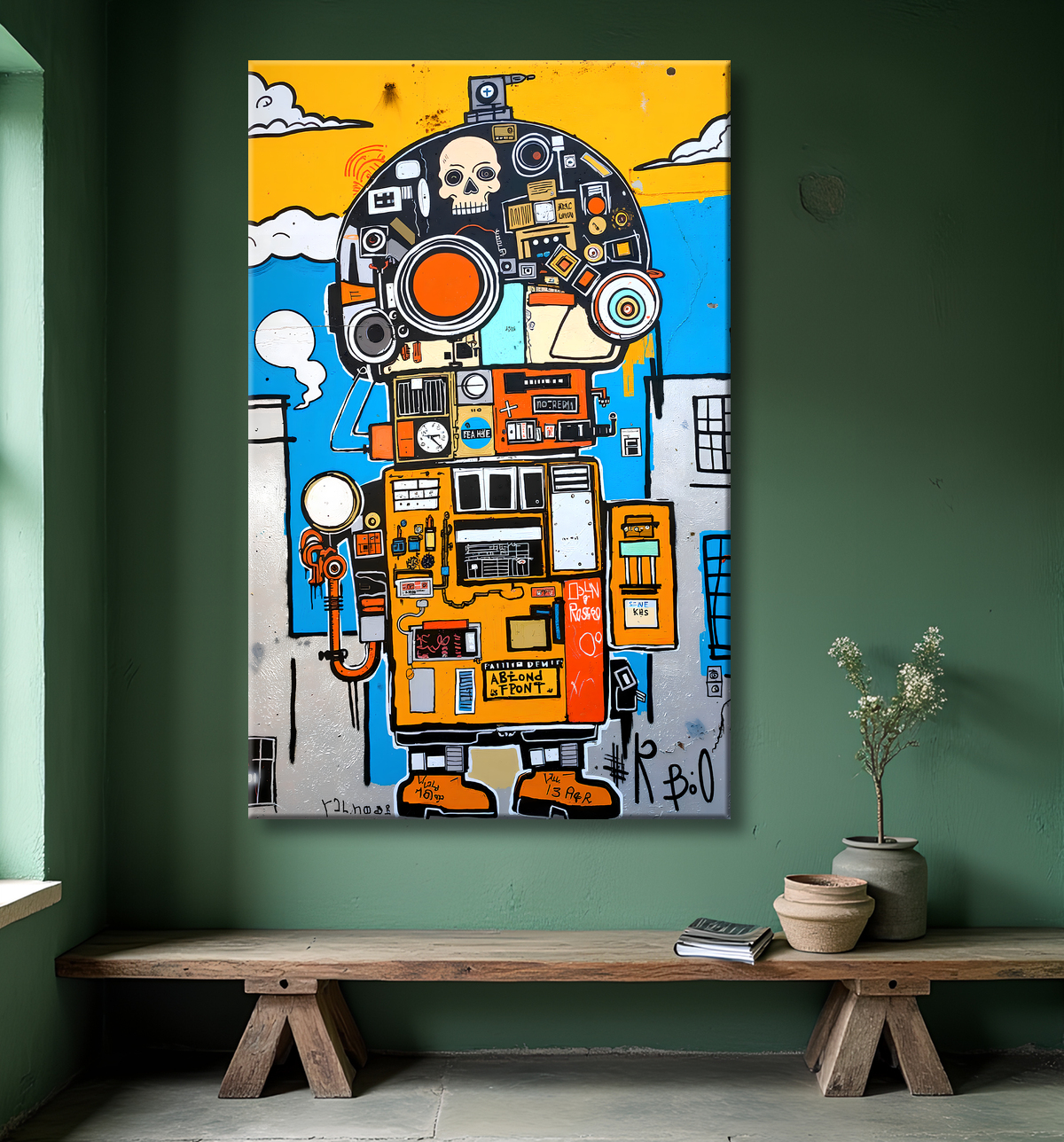 Tableau Street Art inspiration Basquiat avec decor