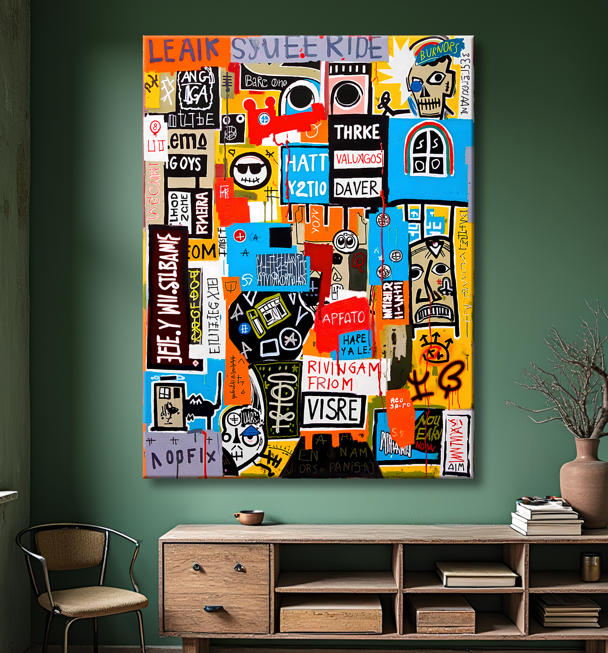Tableau Street Art inspiration Basquiat avec decor