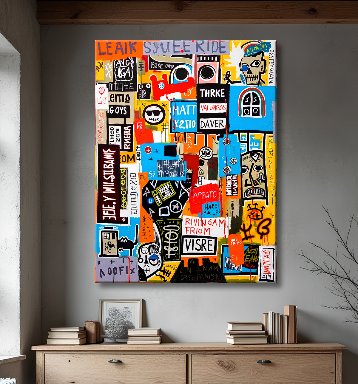 Tableau Street Art inspiration Basquiat avec decor