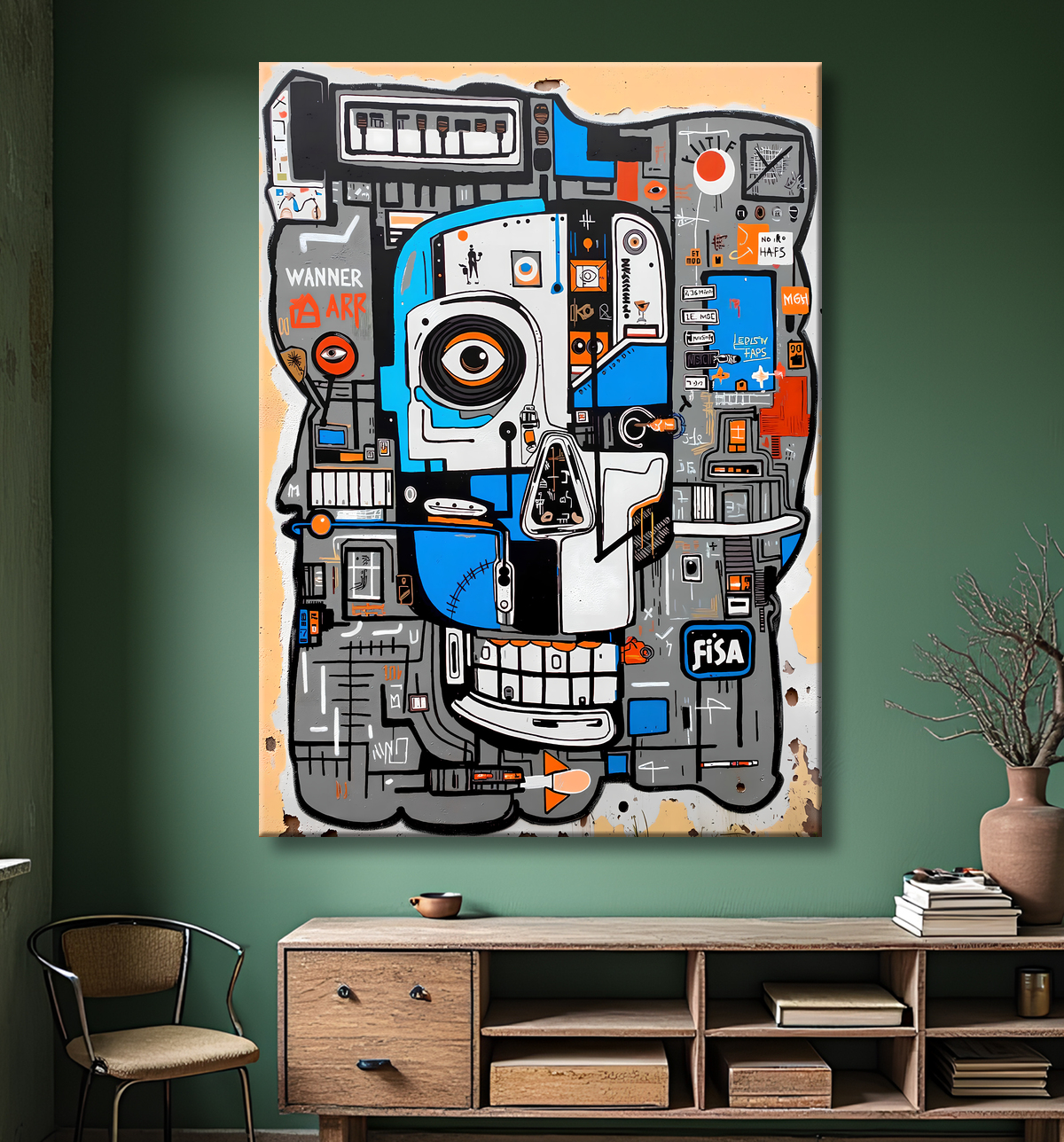 Tableau Street Art inspiration Basquiat avec decor
