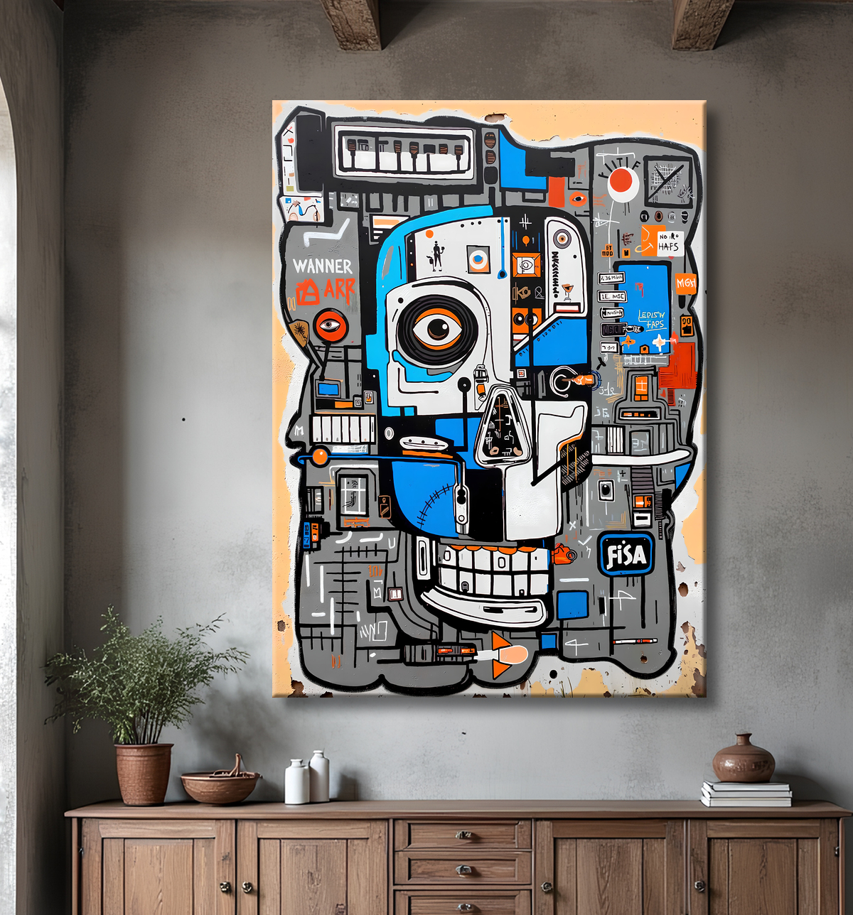 Tableau Street Art inspiration Basquiat avec decor