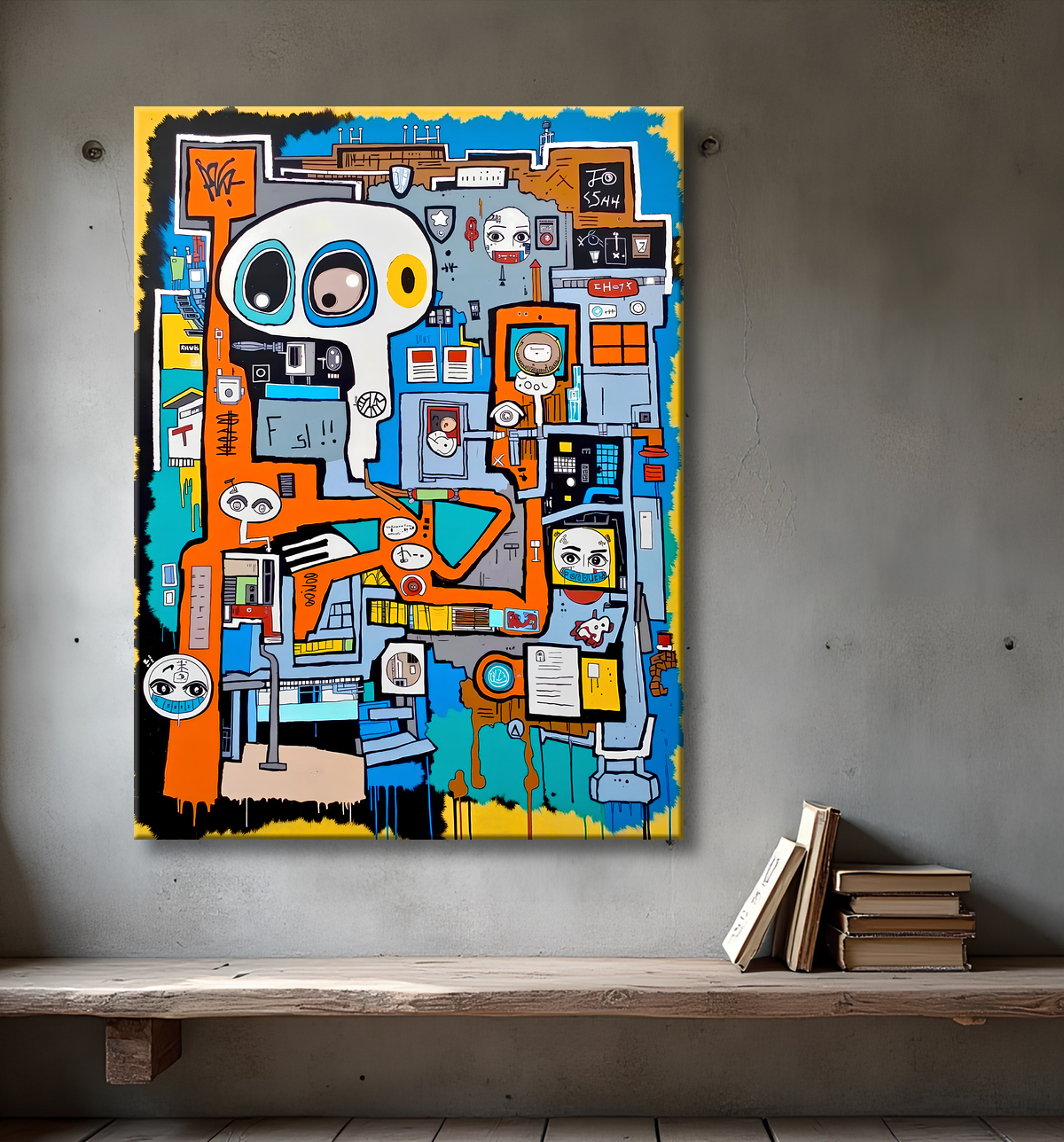 Tableau Street Art inspiration Basquiat avec decor