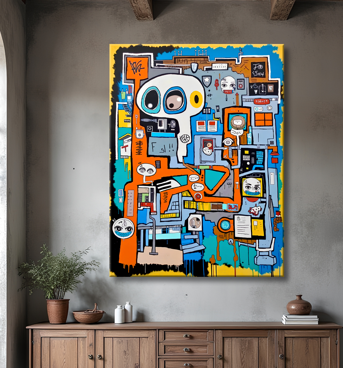 Tableau Street Art inspiration Basquiat avec decor