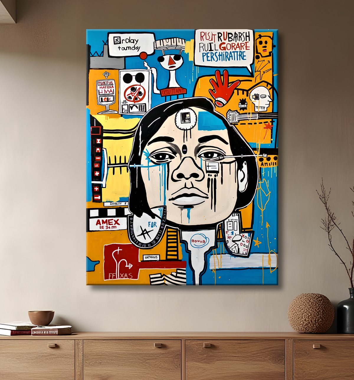 Tableau Street Art inspiration Basquiat avec decor