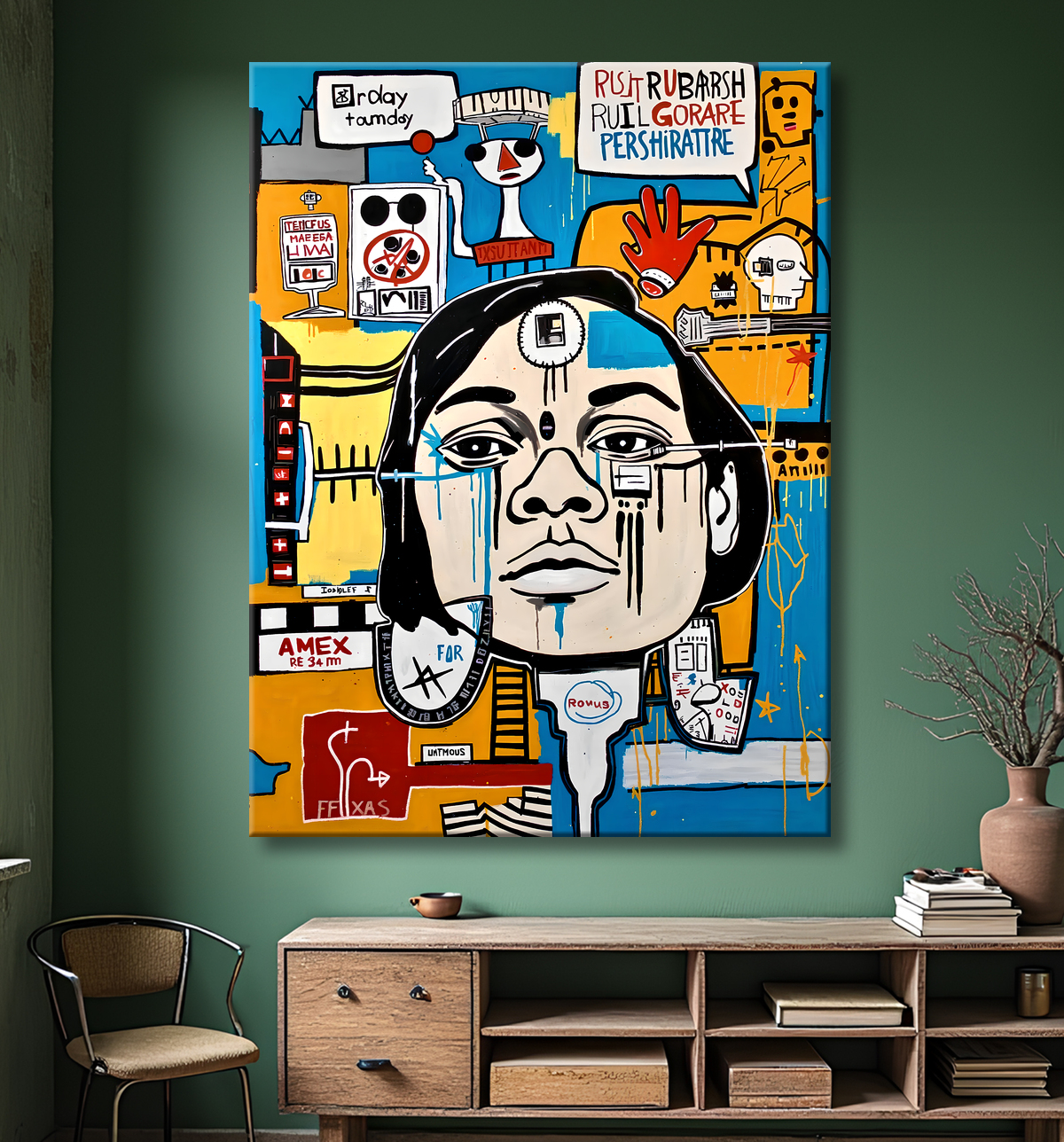 Tableau Street Art inspiration Basquiat avec decor