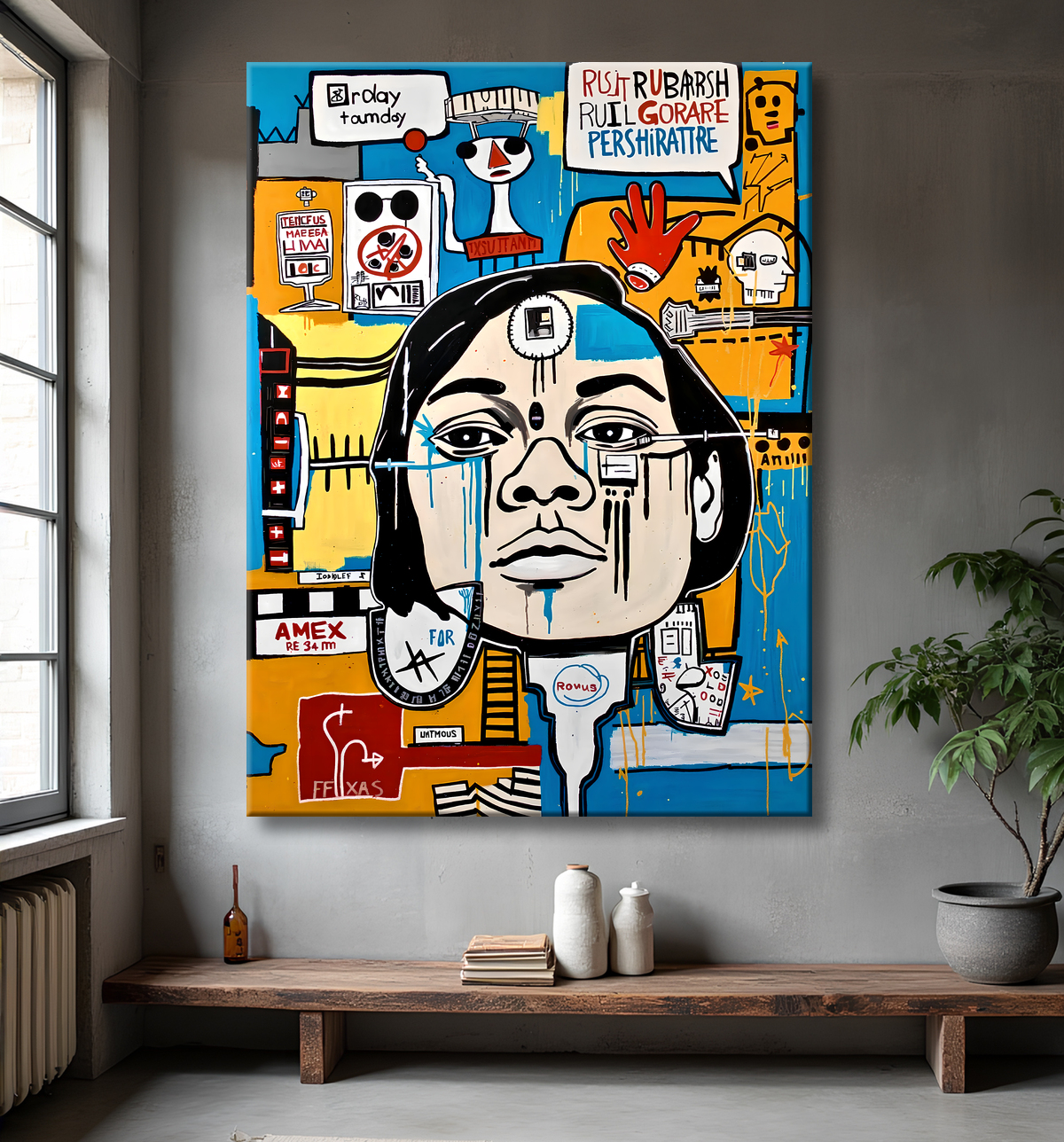 Tableau Street Art inspiration Basquiat avec decor