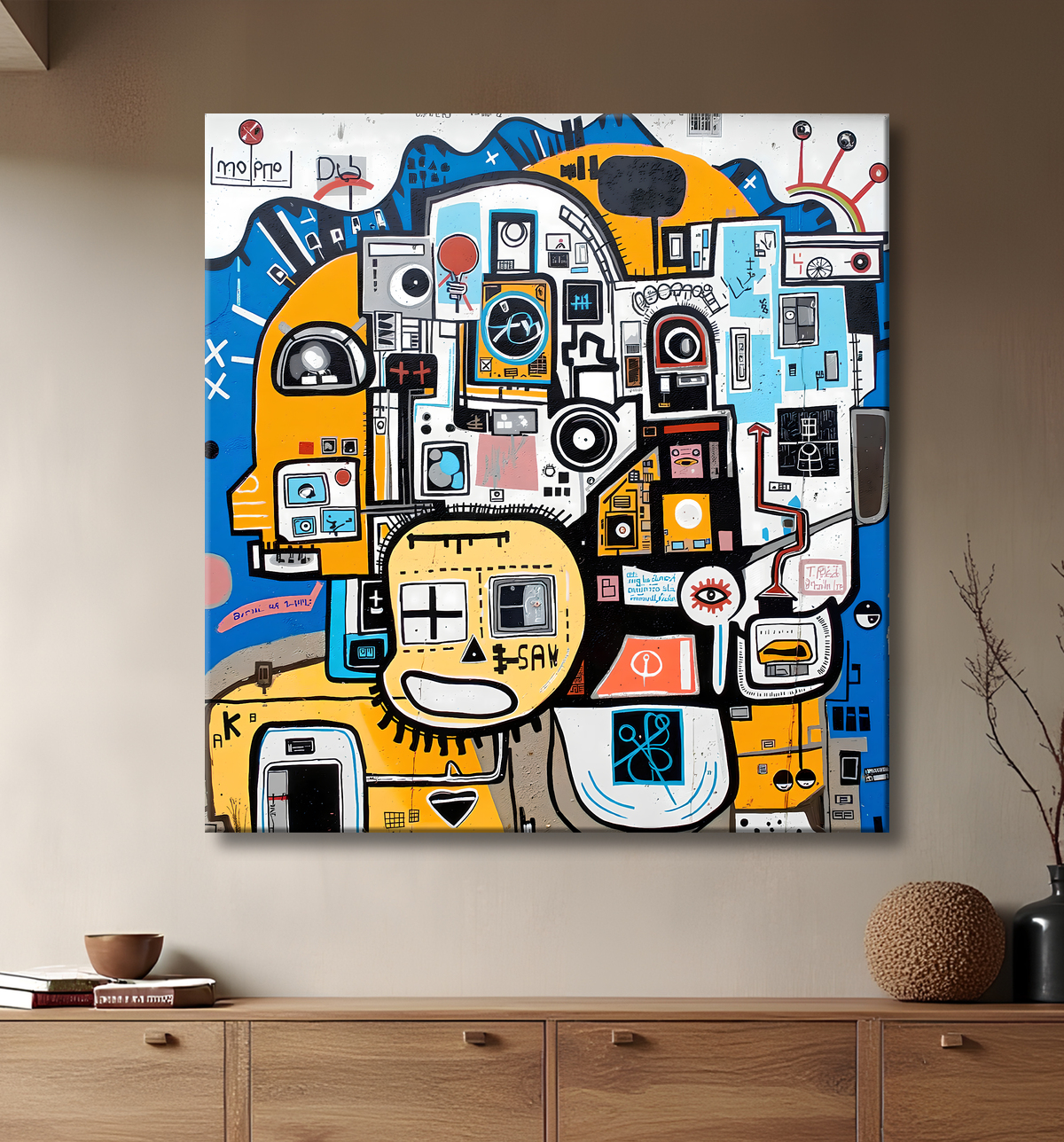 Tableau Street Art inspiration Basquiat avec decor