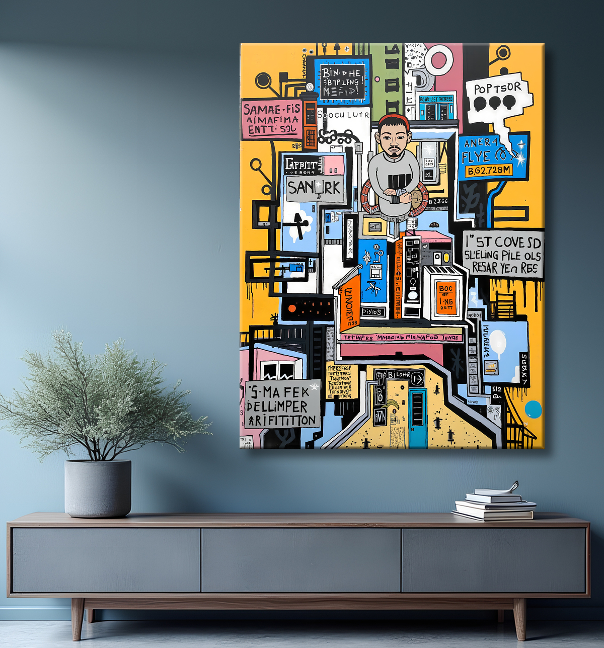Tableau Street Art inspiration Basquiat avec decor