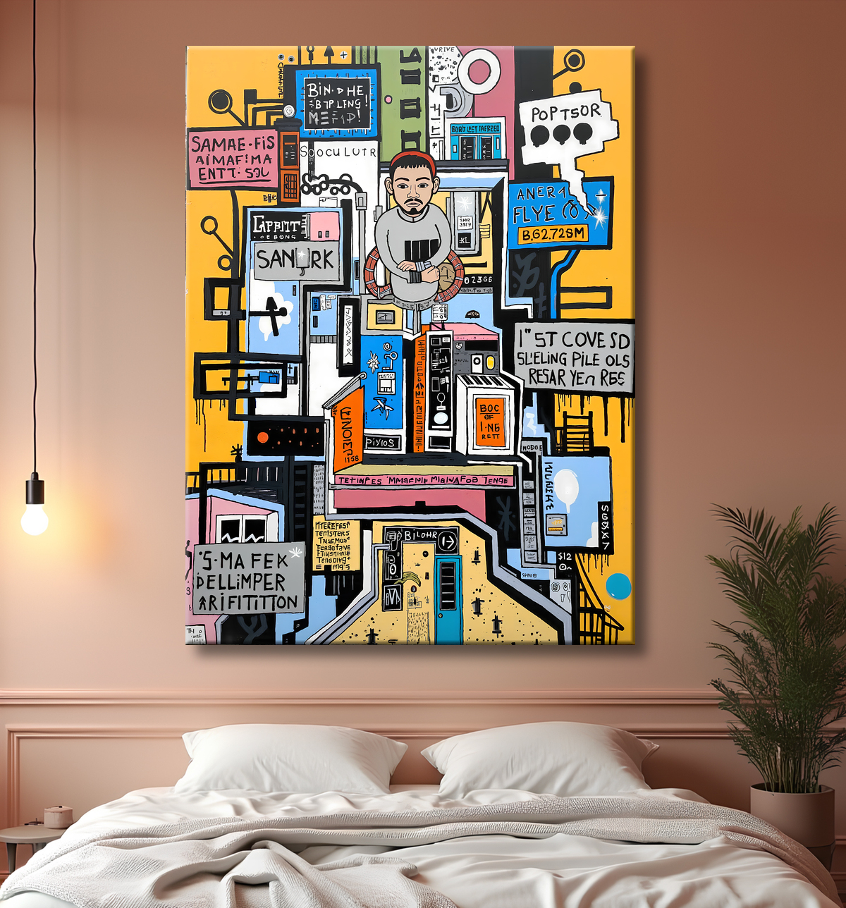 Tableau Street Art inspiration Basquiat avec decor