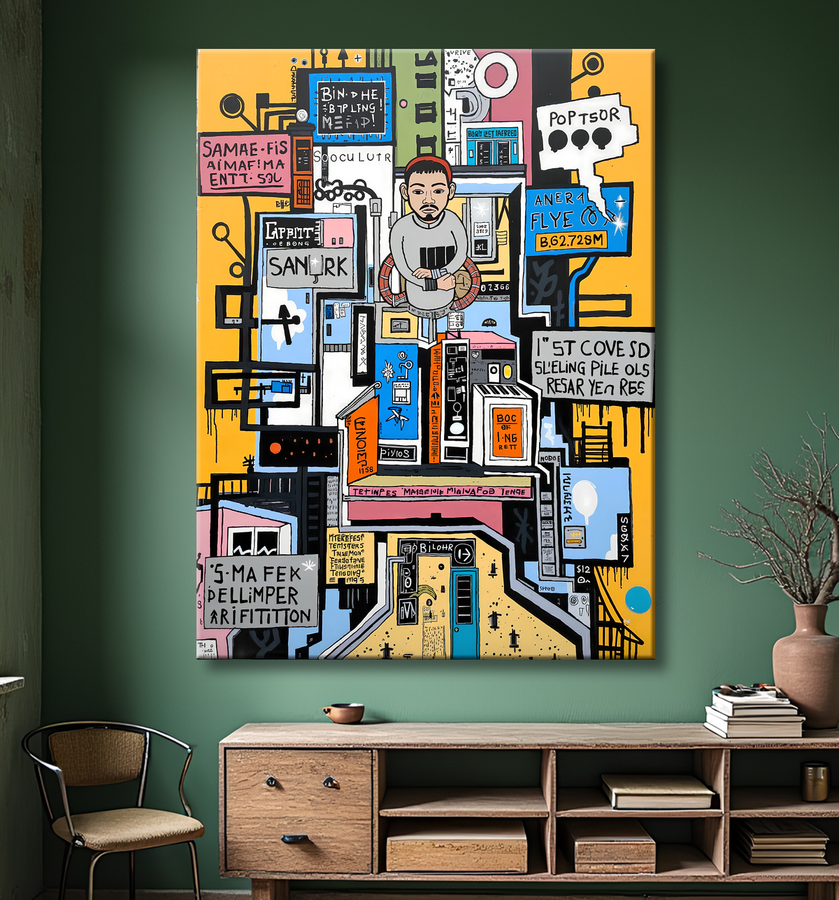 Tableau Street Art inspiration Basquiat avec decor