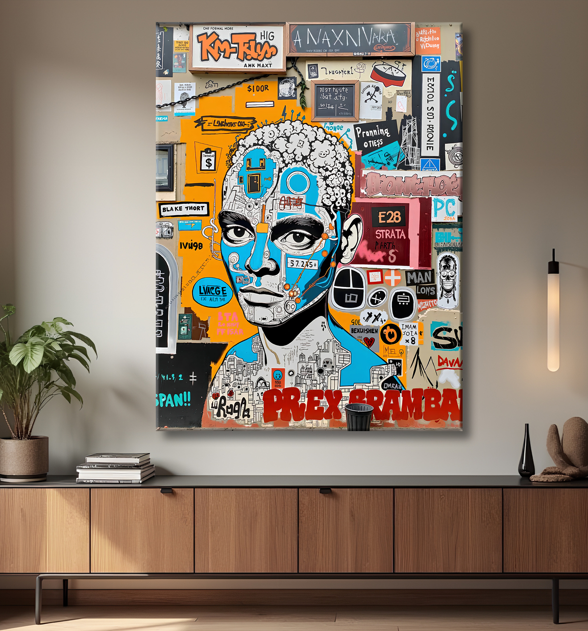 Tableau Street Art inspiration Basquiat avec decor