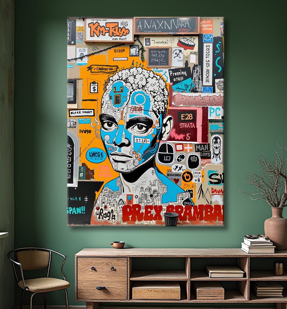 Tableau Street Art inspiration Basquiat avec decor